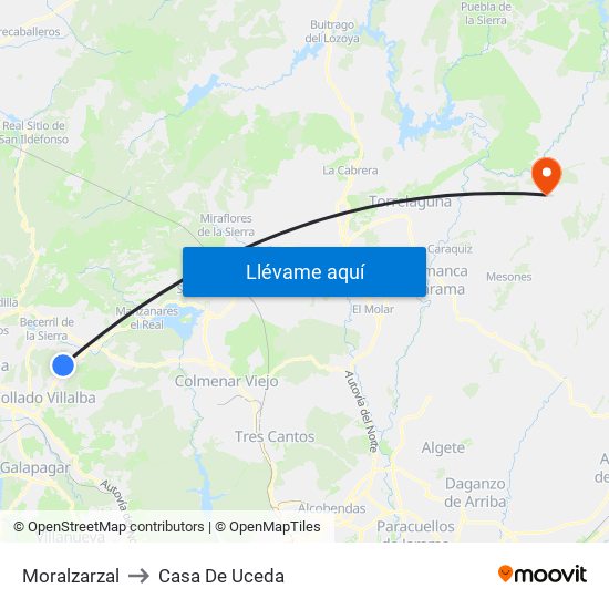 Moralzarzal to Casa De Uceda map