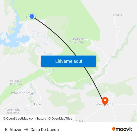 El Atazar to Casa De Uceda map