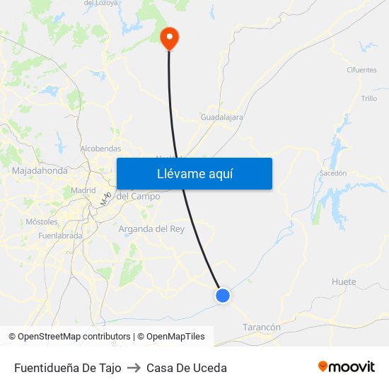 Fuentidueña De Tajo to Casa De Uceda map