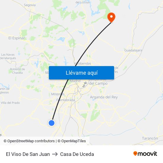 El Viso De San Juan to Casa De Uceda map