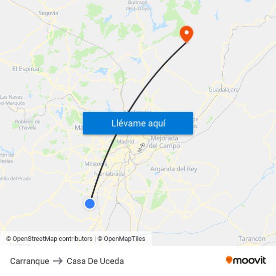 Carranque to Casa De Uceda map