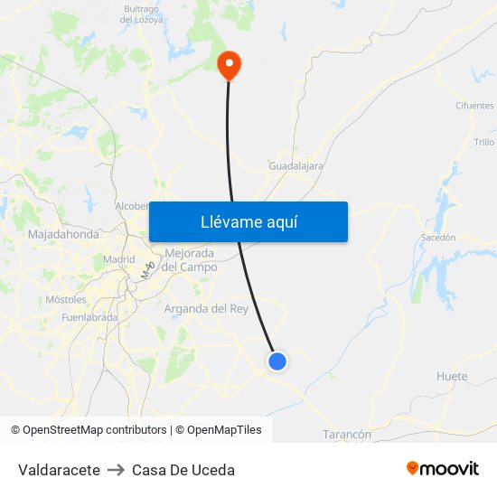 Valdaracete to Casa De Uceda map