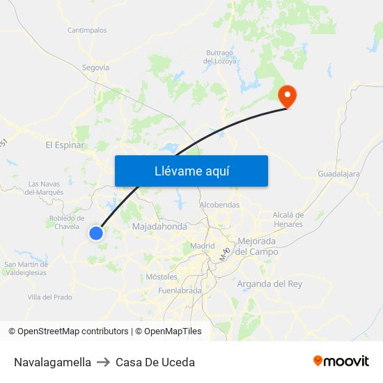 Navalagamella to Casa De Uceda map