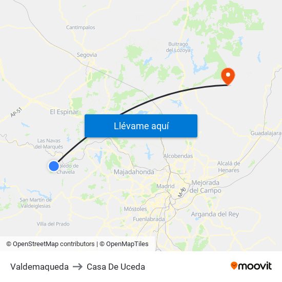 Valdemaqueda to Casa De Uceda map