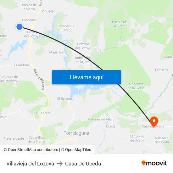 Villavieja Del Lozoya to Casa De Uceda map