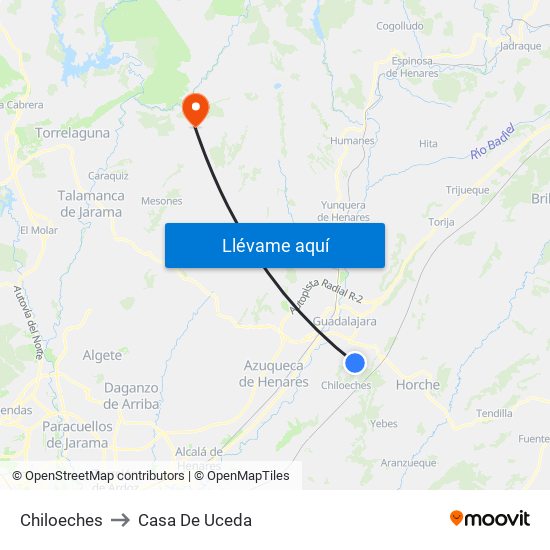 Chiloeches to Casa De Uceda map
