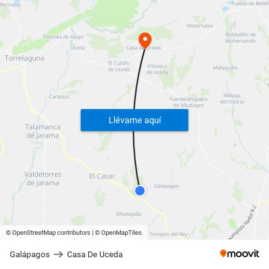 Galápagos to Casa De Uceda map
