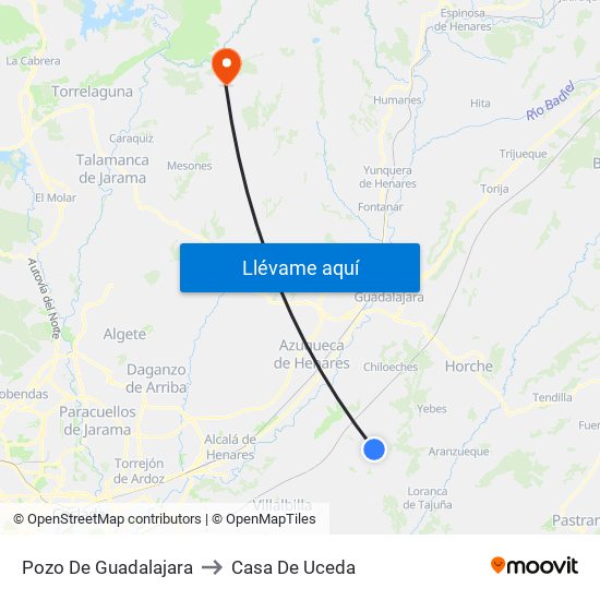 Pozo De Guadalajara to Casa De Uceda map