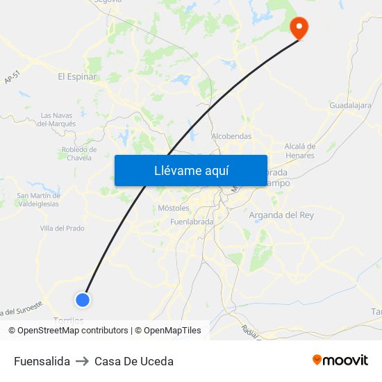 Fuensalida to Casa De Uceda map