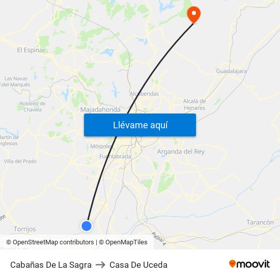 Cabañas De La Sagra to Casa De Uceda map