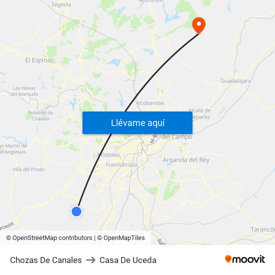 Chozas De Canales to Casa De Uceda map