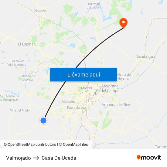 Valmojado to Casa De Uceda map