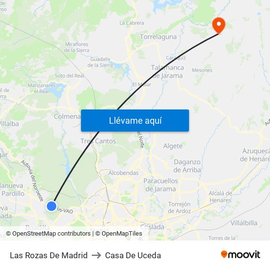 Las Rozas De Madrid to Casa De Uceda map