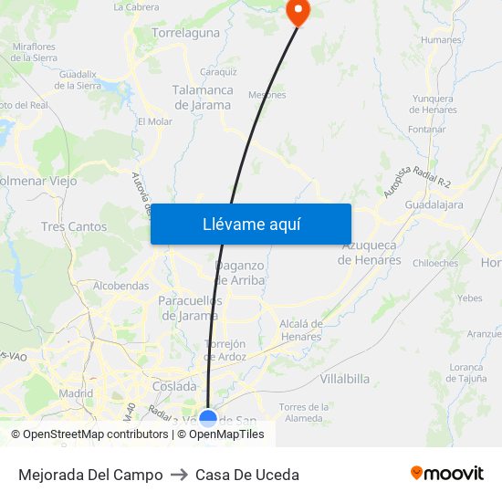 Mejorada Del Campo to Casa De Uceda map