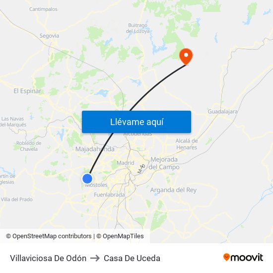 Villaviciosa De Odón to Casa De Uceda map