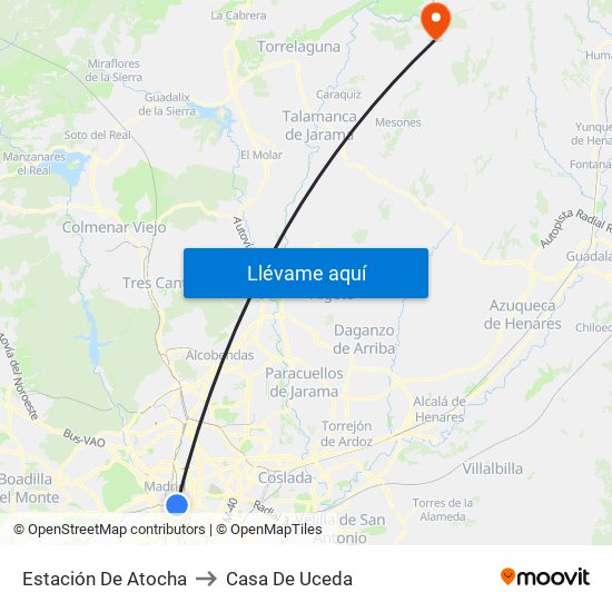 Estación De Atocha to Casa De Uceda map