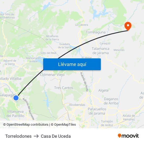 Torrelodones to Casa De Uceda map