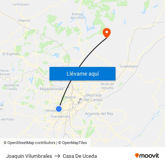 Joaquín Vilumbrales to Casa De Uceda map
