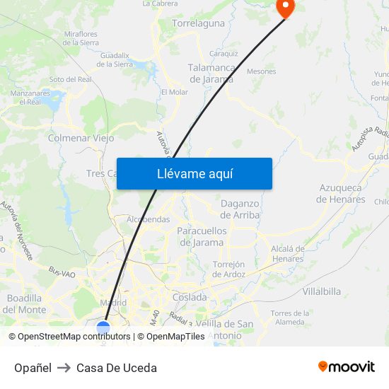 Opañel to Casa De Uceda map