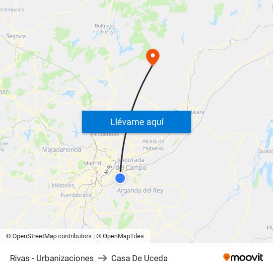 Rivas - Urbanizaciones to Casa De Uceda map