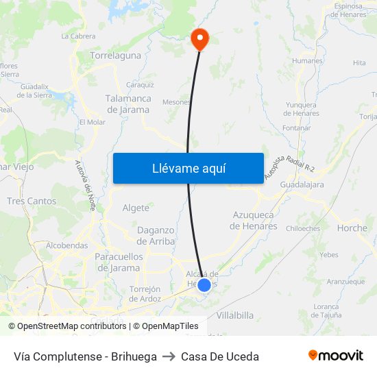 Vía Complutense - Brihuega to Casa De Uceda map