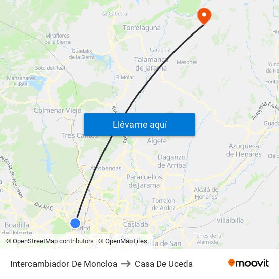 Intercambiador De Moncloa to Casa De Uceda map