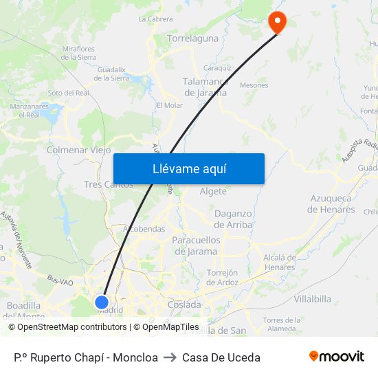 P.º Ruperto Chapí - Moncloa to Casa De Uceda map