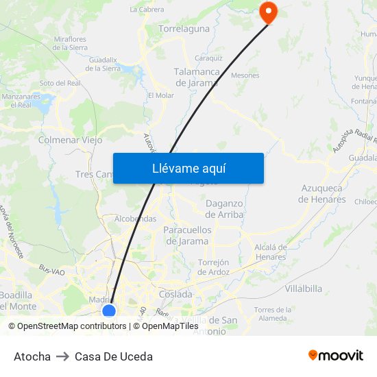 Atocha to Casa De Uceda map