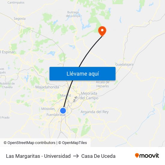 Las Margaritas - Universidad to Casa De Uceda map