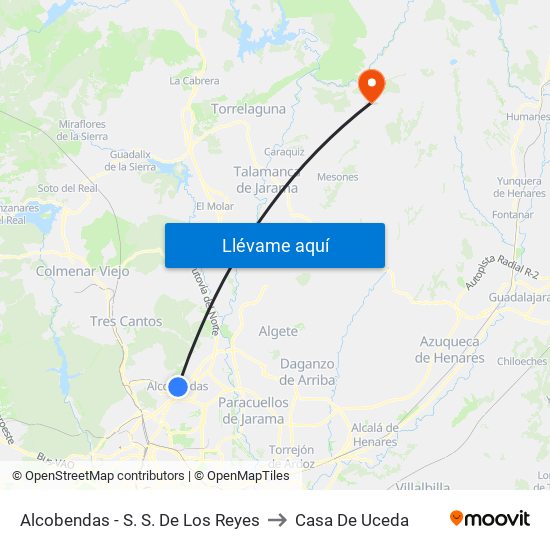 Alcobendas - S. S. De Los Reyes to Casa De Uceda map