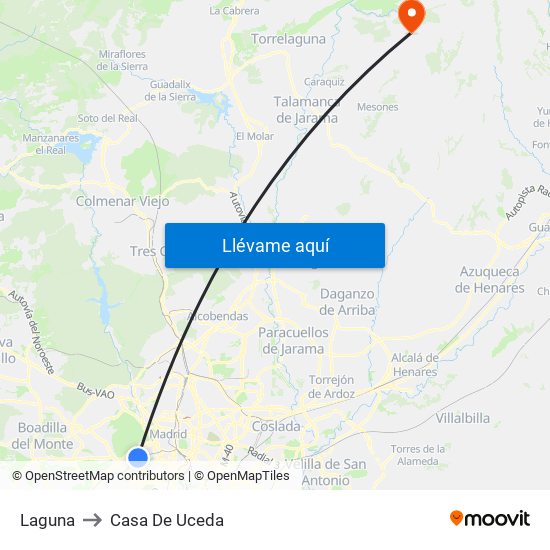 Laguna to Casa De Uceda map