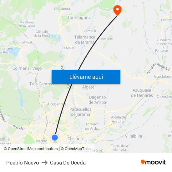 Pueblo Nuevo to Casa De Uceda map