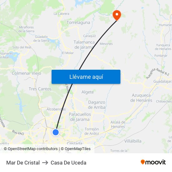 Mar De Cristal to Casa De Uceda map