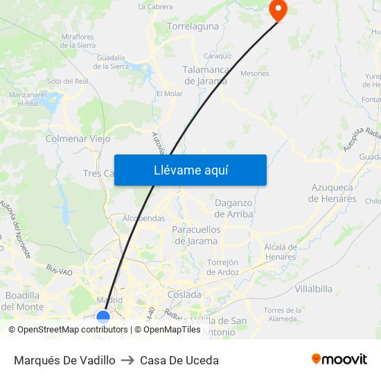 Marqués De Vadillo to Casa De Uceda map