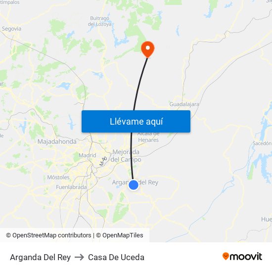 Arganda Del Rey to Casa De Uceda map