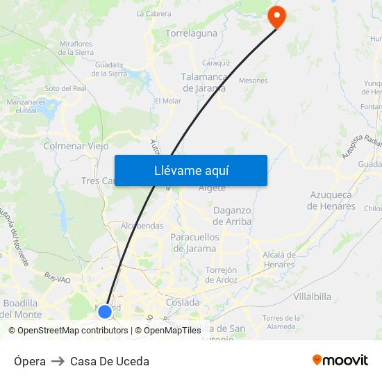 Ópera to Casa De Uceda map