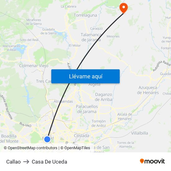 Callao to Casa De Uceda map