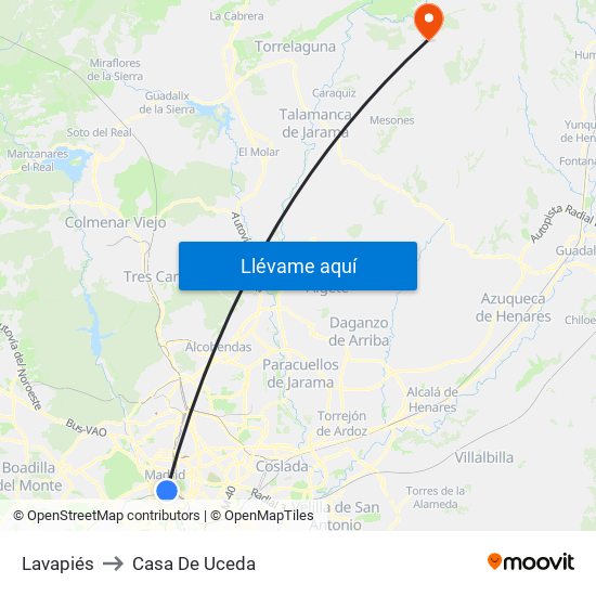 Lavapiés to Casa De Uceda map