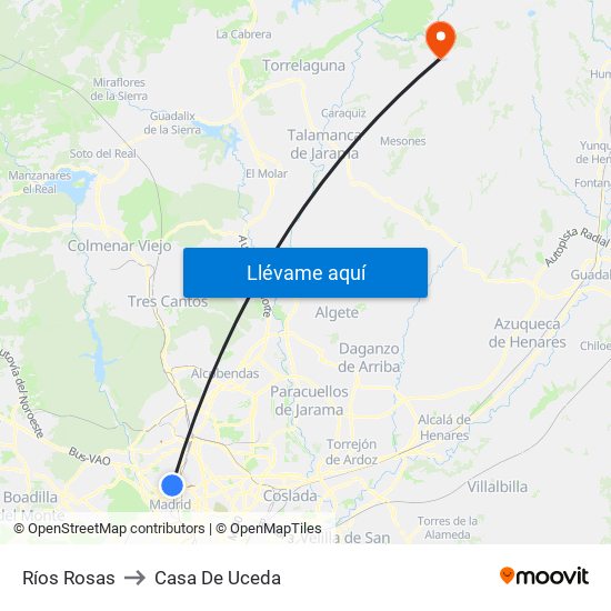 Ríos Rosas to Casa De Uceda map