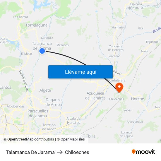 Talamanca De Jarama to Chiloeches map