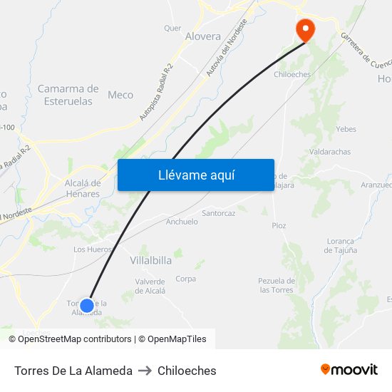 Torres De La Alameda to Chiloeches map