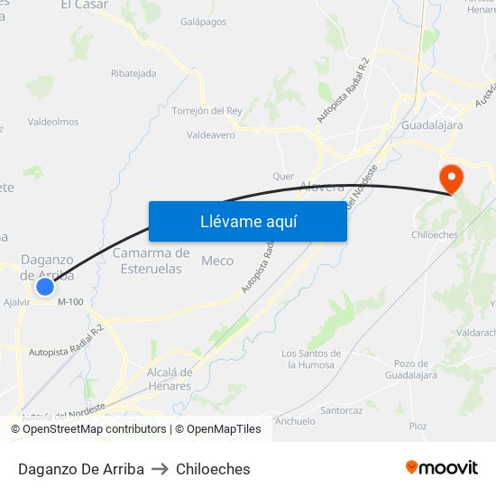 Daganzo De Arriba to Chiloeches map