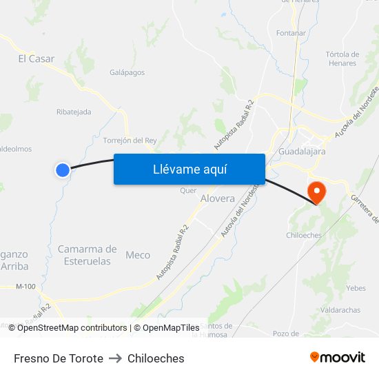 Fresno De Torote to Chiloeches map