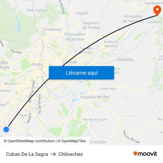 Cubas De La Sagra to Chiloeches map