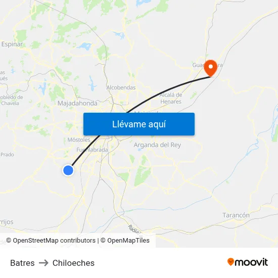 Batres to Chiloeches map