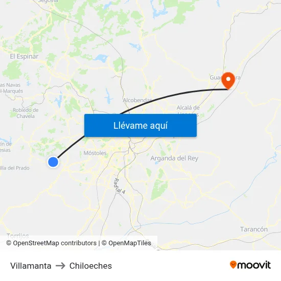 Villamanta to Chiloeches map