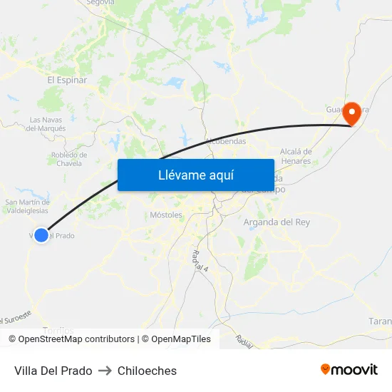 Villa Del Prado to Chiloeches map