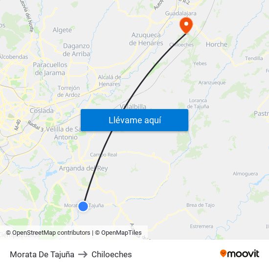 Morata De Tajuña to Chiloeches map