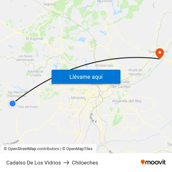 Cadalso De Los Vidrios to Chiloeches map