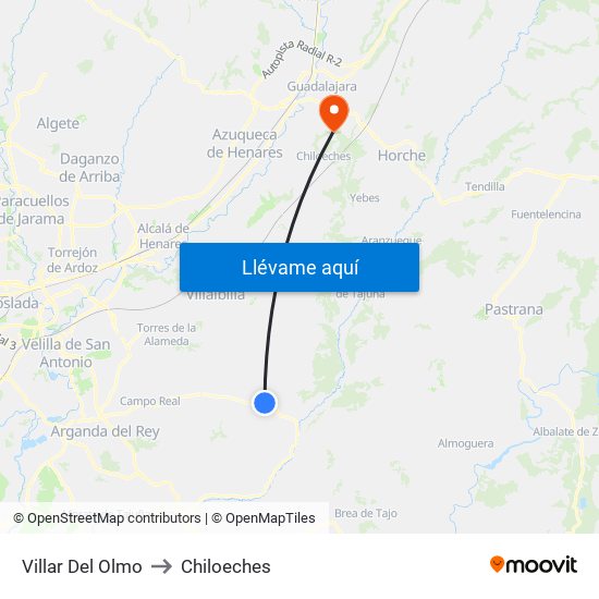 Villar Del Olmo to Chiloeches map